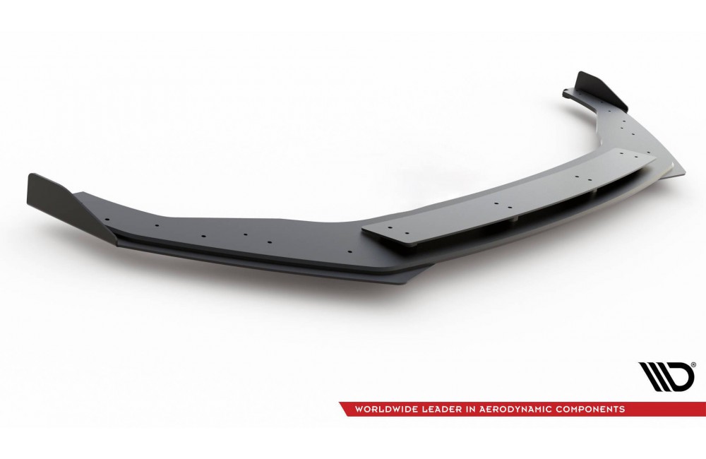 Street Pro Front Splitter + Flaps Volkswagen Golf R / R-Line Mk7 Facelift - Black + Gloss Flaps