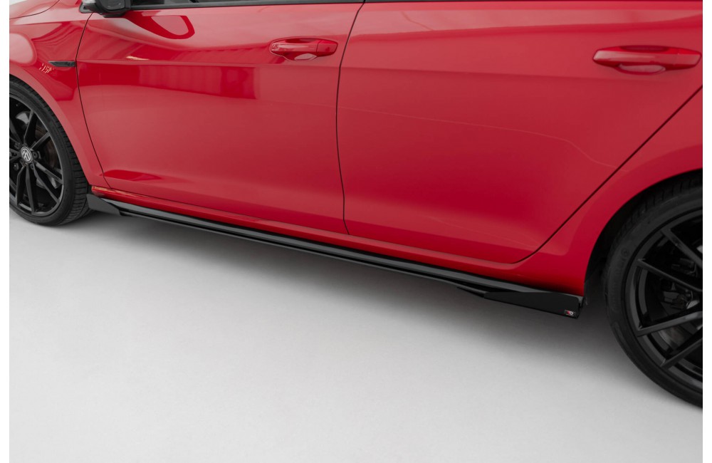 Street Pro Side Skirts Diffusers + Flaps Volkswagen Golf R / R-Line Mk7 Facelift - Black + Gloss Flaps Street Pro Side Skirts Diffusers + Flaps Volkswagen Golf R / R-Line Mk7 Facelift - Black + Gloss Flaps