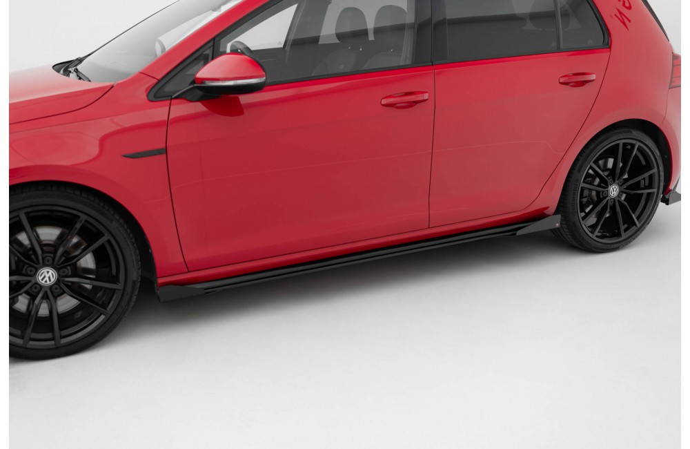 Street Pro Side Skirts Diffusers + Flaps Volkswagen Golf R / R-Line Mk7 Facelift - Black + Gloss Flaps Street Pro Side Skirts Diffusers + Flaps Volkswagen Golf R / R-Line Mk7 Facelift - Black + Gloss Flaps