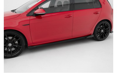 Street Pro Side Skirts Diffusers + Flaps Volkswagen Golf R / R-Line Mk7 Facelift - Black + Gloss Flaps    