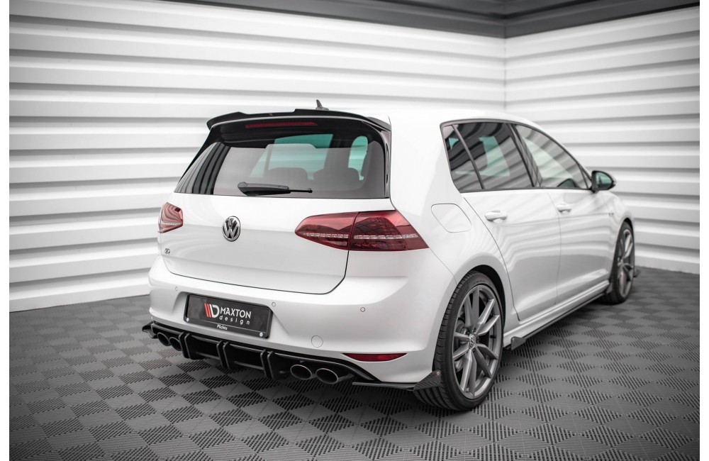 Street Pro Rear Side Splitters + Flaps Volkswagen Golf R Mk7 - Black + Gloss Flaps