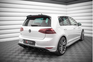 Street Pro Rear Side Splitters + Flaps Volkswagen Golf R Mk7 - Black + Gloss Flaps