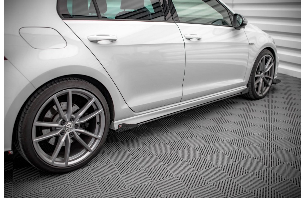 Street Pro Side Skirts Diffusers + Flaps Volkswagen Golf R Mk7 - Black + Gloss Flaps Street Pro Side Skirts Diffusers + Flaps Volkswagen Golf R Mk7 - Black + Gloss Flaps