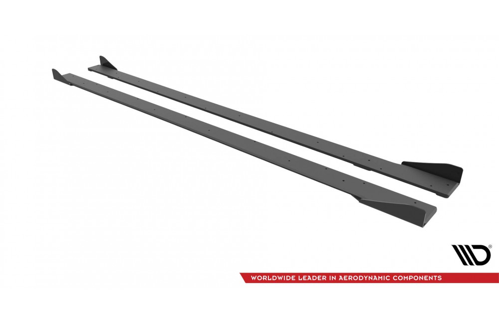 Street Pro Side Skirts Diffusers + Flaps Volkswagen Golf R Mk7 - Black + Gloss Flaps Street Pro Side Skirts Diffusers + Flaps Volkswagen Golf R Mk7 - Black + Gloss Flaps