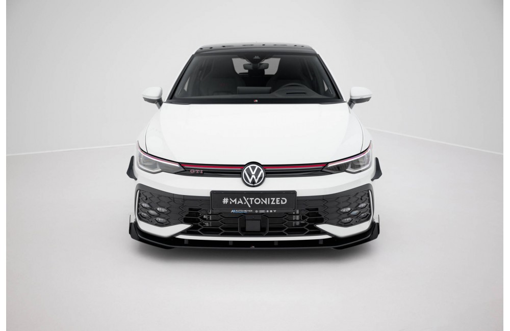 Street Pro Front Splitter + Flaps Volkswagen Golf GTI / GTE / R-Line Mk8 Facelift - Black + Gloss Flaps