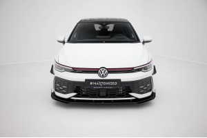 Street Pro Front Splitter + Flaps Volkswagen Golf GTI / GTE / R-Line Mk8 Facelift - Black + Gloss Flaps