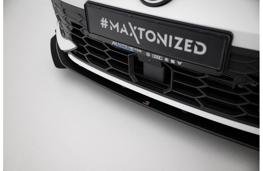 Street Pro Front Splitter + Flaps Volkswagen Golf GTI / GTE / R-Line Mk8 Facelift - Black + Gloss Flaps