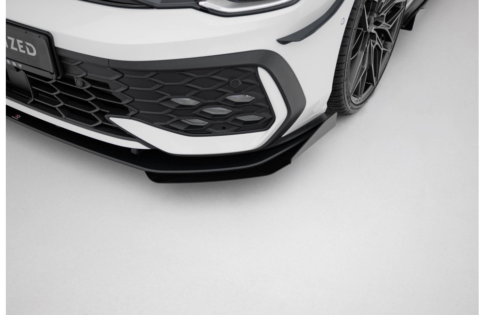 Street Pro Front Splitter + Flaps Volkswagen Golf GTI / GTE / R-Line Mk8 Facelift - Black + Gloss Flaps