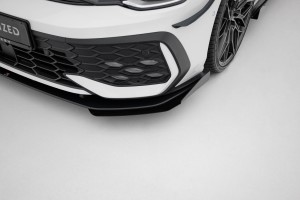 Street Pro Front Splitter + Flaps Volkswagen Golf GTI / GTE / R-Line Mk8 Facelift - Black + Gloss Flaps