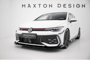 Street Pro Front Splitter + Flaps Volkswagen Golf GTI / GTE / R-Line Mk8 Facelift - Black + Gloss Flaps