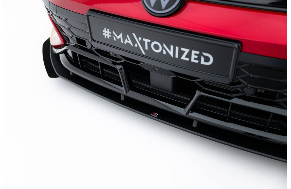 Street Pro Front Splitter + Flaps Volkswagen Golf GTI Clubsport Mk8 Facelift - Black + Gloss Flaps