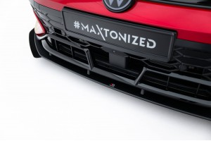 Street Pro Front Splitter + Flaps Volkswagen Golf GTI Clubsport Mk8 Facelift - Black + Gloss Flaps