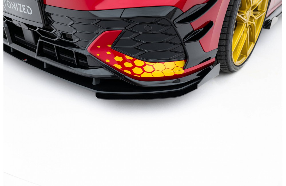 Street Pro Front Splitter + Flaps Volkswagen Golf GTI Clubsport Mk8 Facelift - Black + Gloss Flaps