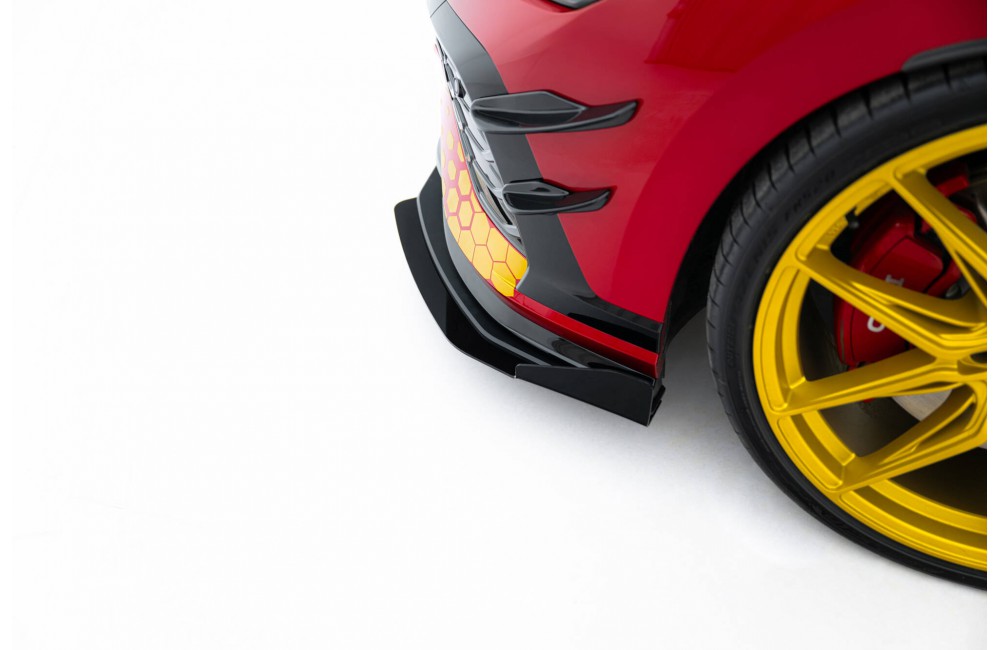 Street Pro Front Splitter + Flaps Volkswagen Golf GTI Clubsport Mk8 Facelift - Black + Gloss Flaps