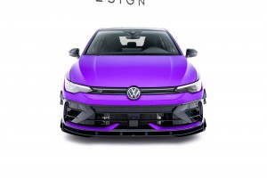 Street Pro Front Splitter + Flaps Volkswagen Golf R Mk8 Facelift - Black + Gloss Flaps