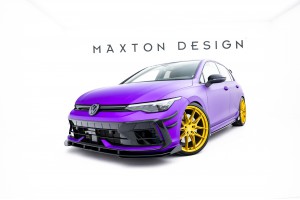 Street Pro Front Splitter + Flaps Volkswagen Golf R Mk8 Facelift - Black + Gloss Flaps
