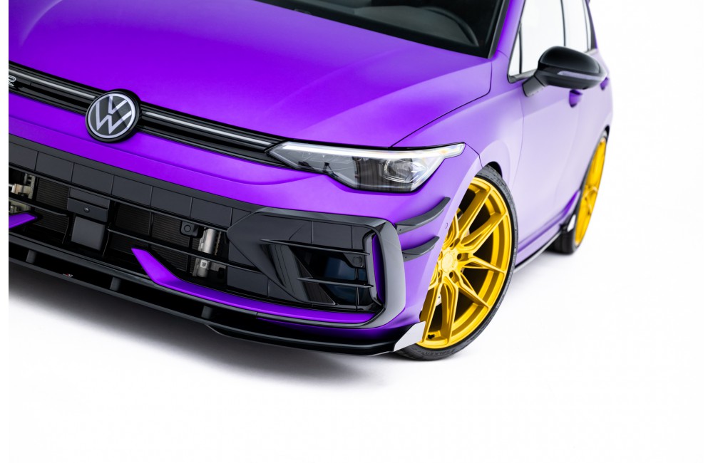 Street Pro Front Splitter + Flaps Volkswagen Golf R Mk8 Facelift - Black + Gloss Flaps