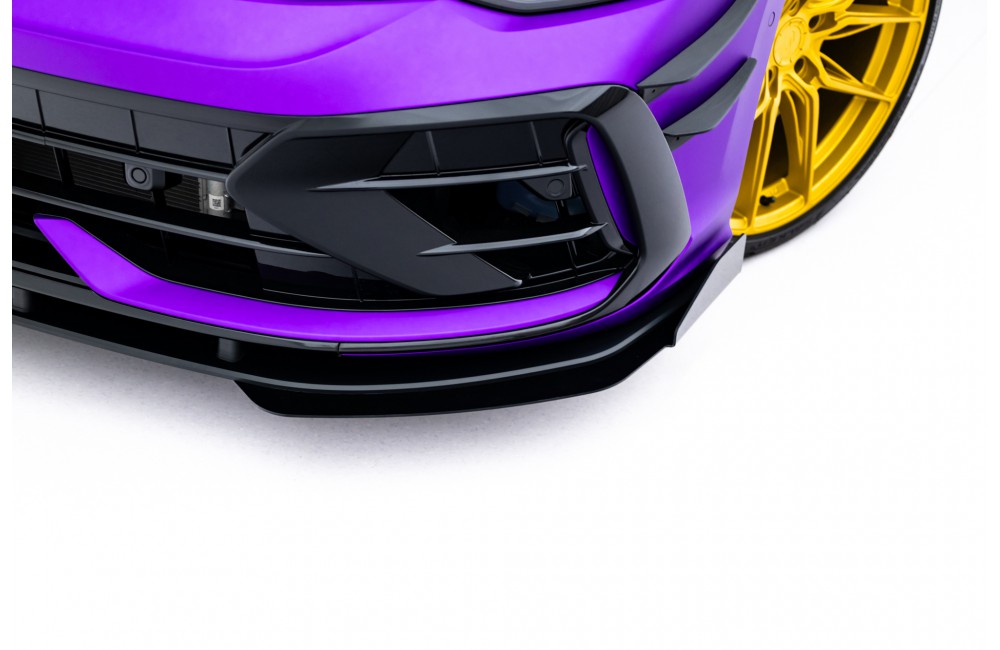 Street Pro Front Splitter + Flaps Volkswagen Golf R Mk8 Facelift - Black + Gloss Flaps