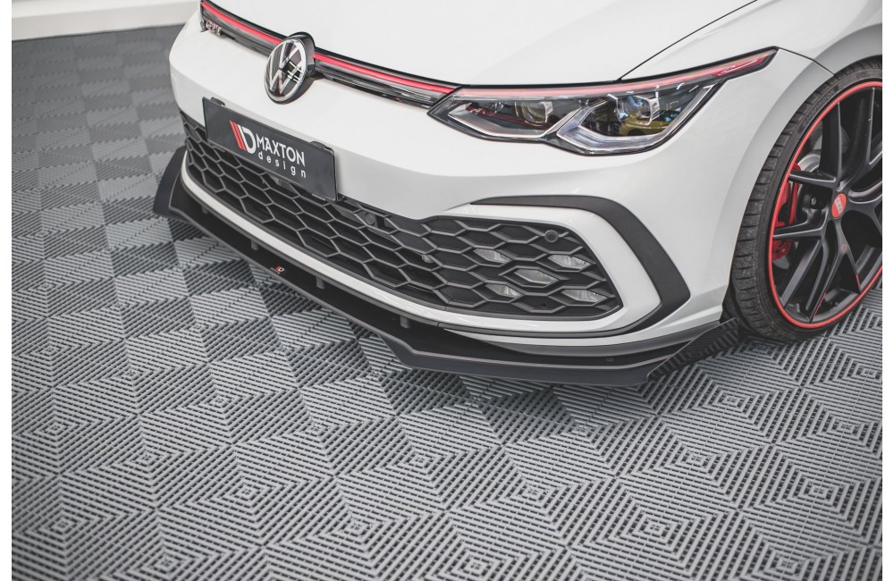 Street Pro Front Splitter + Flaps Volkswagen Golf GTI / GTE / GTD / R-Line Mk8 - Black + Gloss Flaps