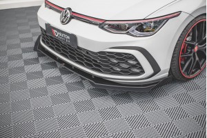 Street Pro Front Splitter + Flaps Volkswagen Golf GTI / GTE / GTD / R-Line Mk8 - Black + Gloss Flaps