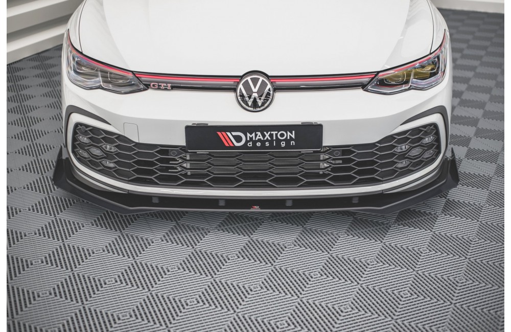 Street Pro Front Splitter + Flaps Volkswagen Golf GTI / GTE / GTD / R-Line Mk8 - Black + Gloss Flaps