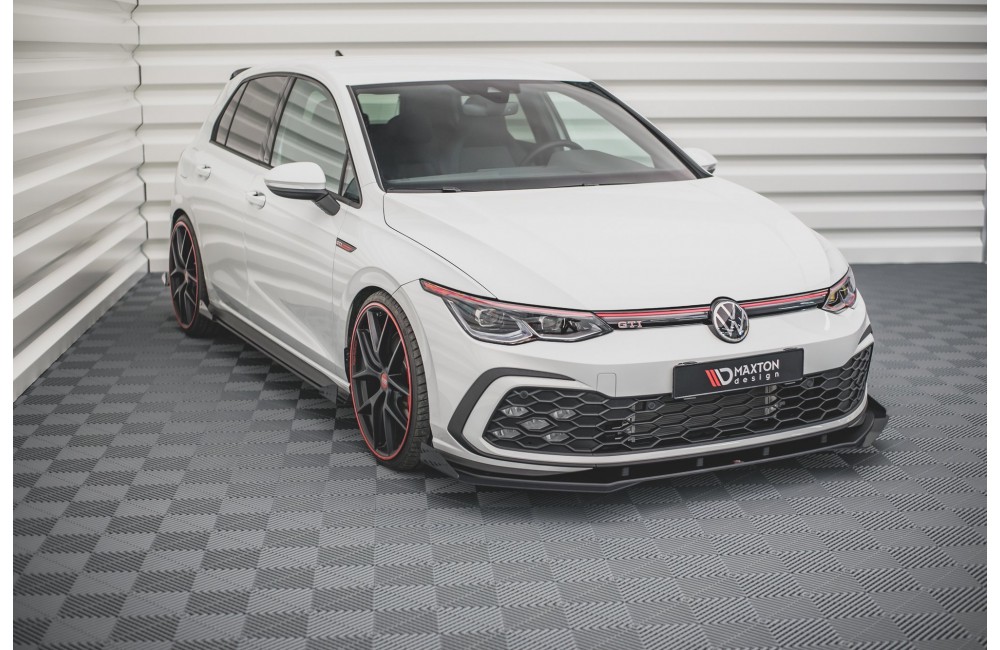 Street Pro Front Splitter + Flaps Volkswagen Golf GTI / GTE / GTD / R-Line Mk8 - Black + Gloss Flaps