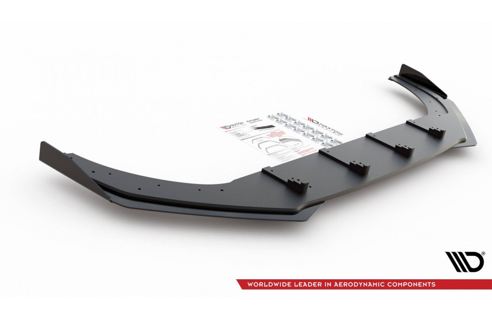 Street Pro Front Splitter + Flaps Volkswagen Golf GTI / GTE / GTD / R-Line Mk8 - Black + Gloss Flaps