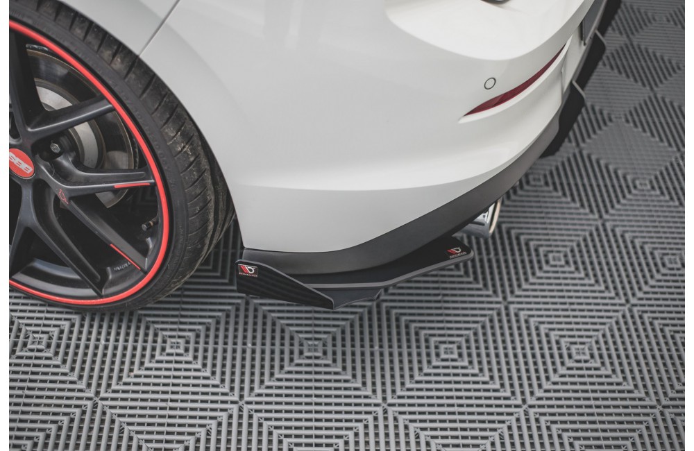 Street Pro Rear Side Splitters + Flaps Volkswagen Golf GTI / GTE / R-Line Mk8 - Black + Gloss Flaps