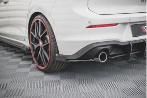 Street Pro Rear Side Splitters + Flaps Volkswagen Golf GTI / GTE / R-Line Mk8 - Black + Gloss Flaps