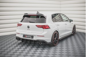 Street Pro Rear Side Splitters + Flaps Volkswagen Golf GTI / GTE / R-Line Mk8 - Black + Gloss Flaps