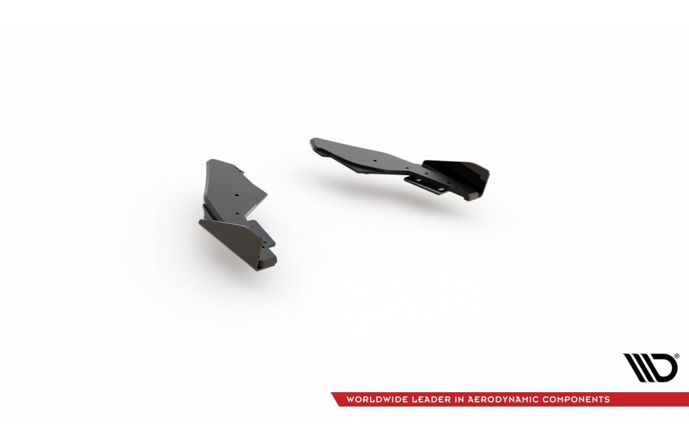 Street Pro Rear Side Splitters + Flaps Volkswagen Golf GTI / GTE / R-Line Mk8 - Black + Gloss Flaps