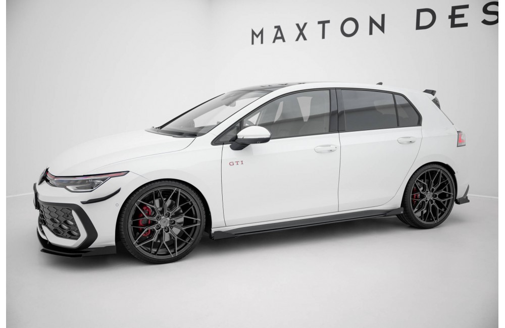 Street Pro Side Skirts Diffusers + Flaps Volkswagen Golf GTI Clubsport Mk8 Facelift - Black + Gloss Flaps Street Pro Side Skirts Diffusers + Flaps Volkswagen Golf GTI Clubsport Mk8 Facelift - Black + Gloss Flaps