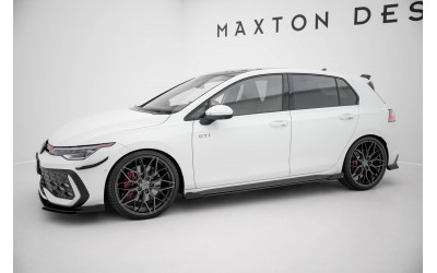 Street Pro Side Skirts Diffusers + Flaps Volkswagen Golf GTI Clubsport Mk8 Facelift - Black + Gloss Flaps    