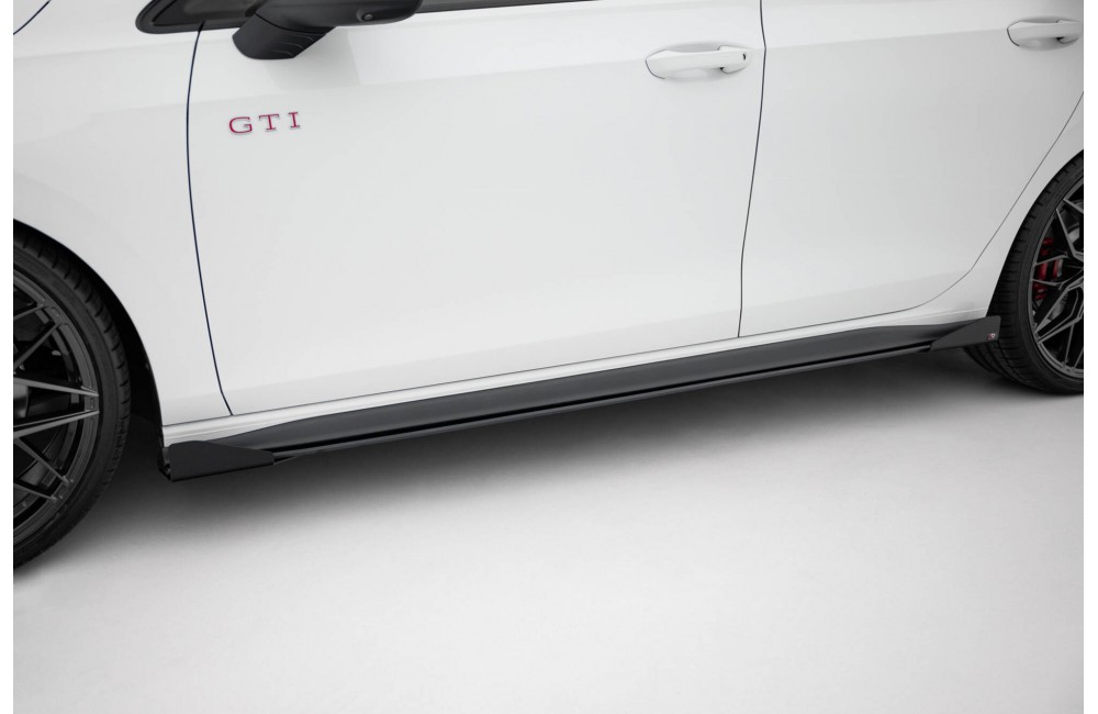 Street Pro Side Skirts Diffusers + Flaps Volkswagen Golf GTI Clubsport Mk8 Facelift - Black + Gloss Flaps Street Pro Side Skirts Diffusers + Flaps Volkswagen Golf GTI Clubsport Mk8 Facelift - Black + Gloss Flaps