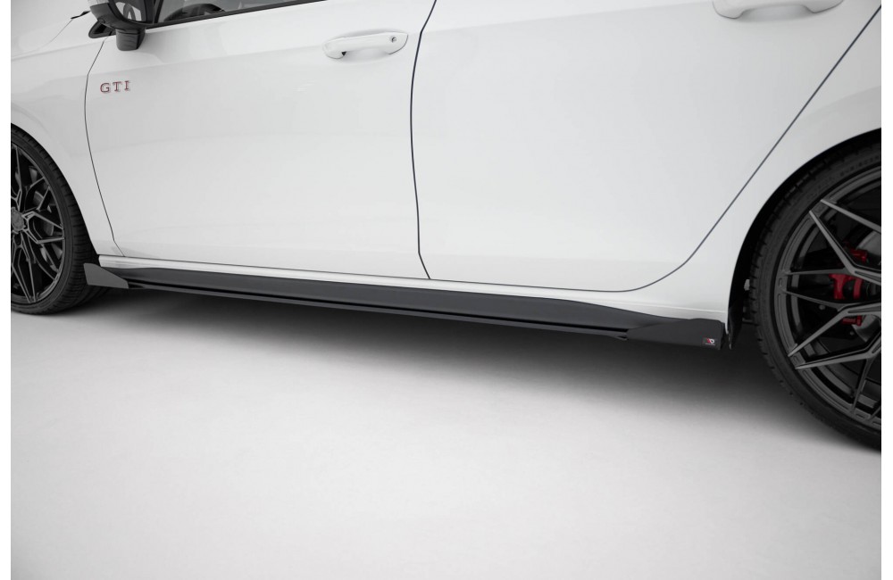 Street Pro Side Skirts Diffusers + Flaps Volkswagen Golf GTI Clubsport Mk8 Facelift - Black + Gloss Flaps Street Pro Side Skirts Diffusers + Flaps Volkswagen Golf GTI Clubsport Mk8 Facelift - Black + Gloss Flaps
