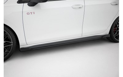 Street Pro Side Skirts Diffusers + Flaps Volkswagen Golf GTI Clubsport Mk8 Facelift - Black + Gloss Flaps    