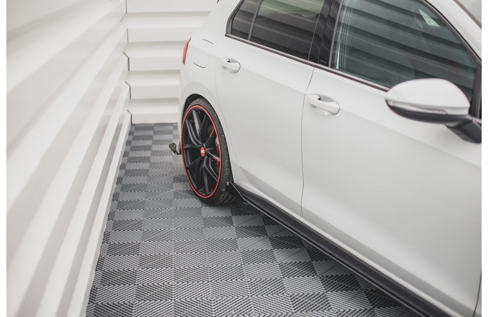 Street Pro Side Skirts Diffusers + Flaps Volkswagen Golf GTI Clubsport Mk8 Facelift - Black + Gloss Flaps Street Pro Side Skirts Diffusers + Flaps Volkswagen Golf GTI Clubsport Mk8 Facelift - Black + Gloss Flaps