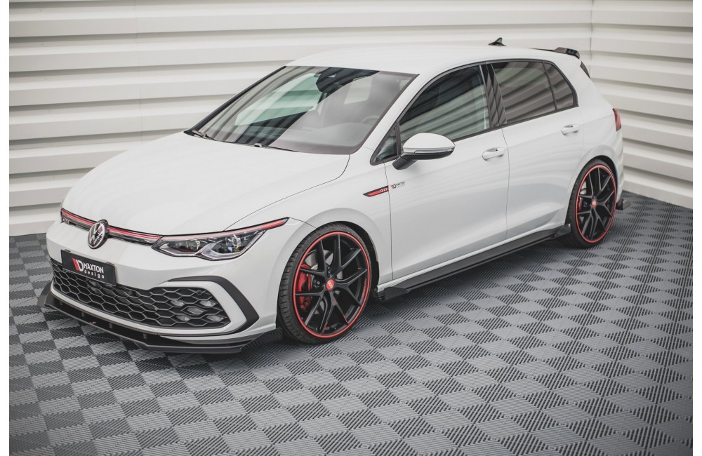 Street Pro Side Skirts Diffusers + Flaps Volkswagen Golf GTI Clubsport Mk8 Facelift - Black + Gloss Flaps Street Pro Side Skirts Diffusers + Flaps Volkswagen Golf GTI Clubsport Mk8 Facelift - Black + Gloss Flaps