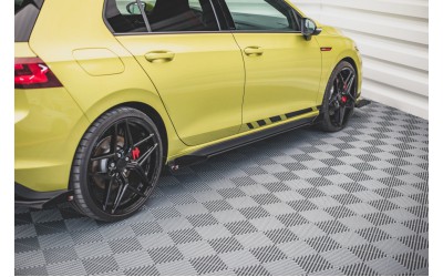 Street Pro Side Skirts Diffusers + Flaps Volkswagen Golf GTI / GTE / GTI Clubsport / R-Line Mk8 - Black + Gloss Flaps    