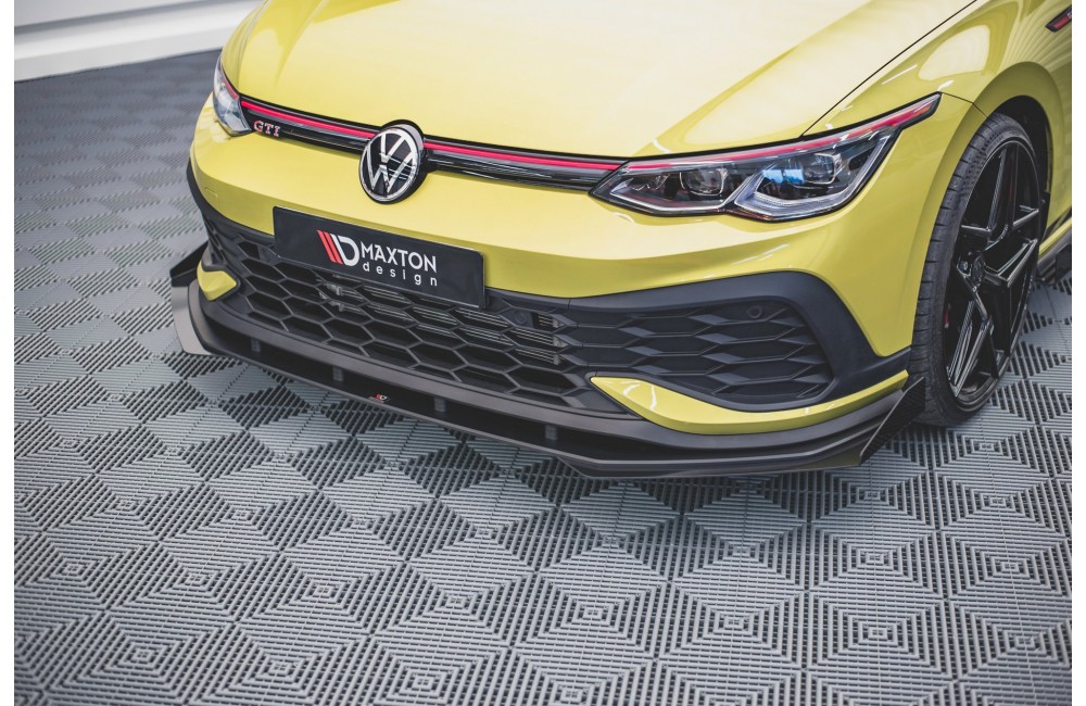 Street Pro Front Splitter + Flaps Volkswagen Golf GTI Clubsport Mk8 - Black + Gloss Flaps