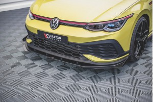 Street Pro Front Splitter + Flaps Volkswagen Golf GTI Clubsport Mk8 - Black + Gloss Flaps