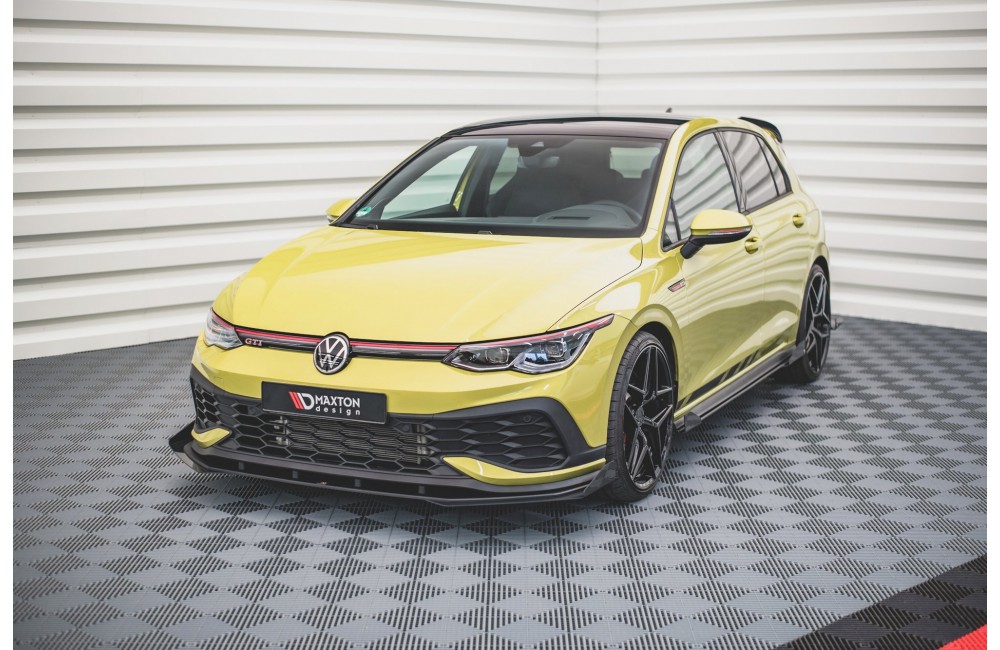 Street Pro Front Splitter + Flaps Volkswagen Golf GTI Clubsport Mk8 - Black + Gloss Flaps