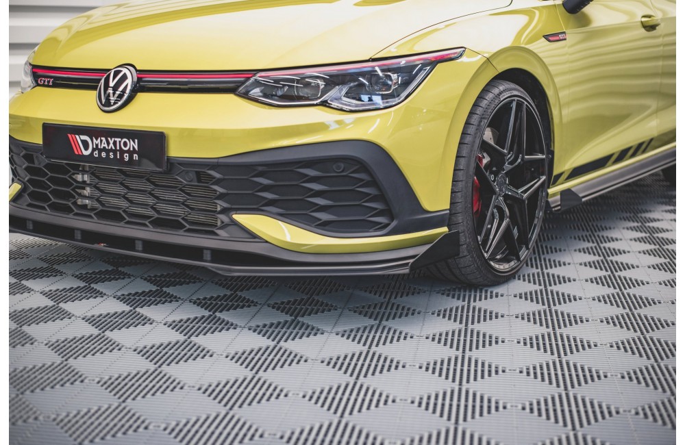 Street Pro Front Splitter + Flaps Volkswagen Golf GTI Clubsport Mk8 - Black + Gloss Flaps