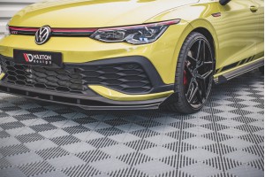 Street Pro Front Splitter + Flaps Volkswagen Golf GTI Clubsport Mk8 - Black + Gloss Flaps