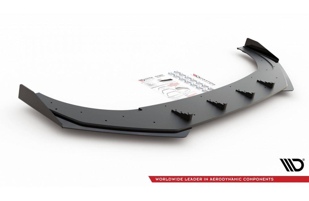 Street Pro Front Splitter + Flaps Volkswagen Golf GTI Clubsport Mk8 - Black + Gloss Flaps