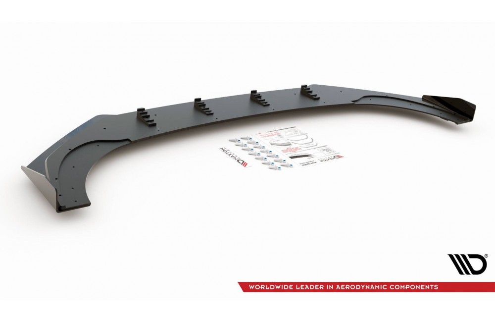 Street Pro Front Splitter + Flaps Volkswagen Golf GTI Clubsport Mk8 - Black + Gloss Flaps