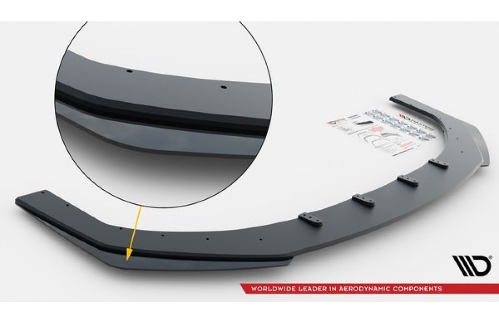 Street Pro Front Splitter + Flaps Volkswagen Golf GTI Clubsport Mk8 - Black + Gloss Flaps