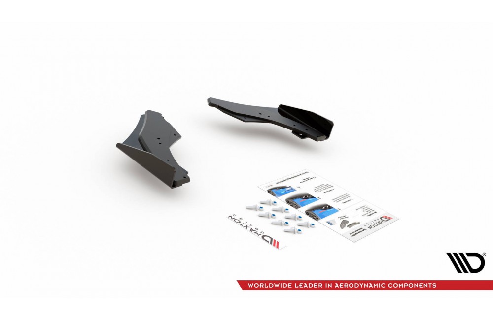 Street Pro Rear Side Splitters + Flaps Volkswagen Golf GTI Clubsport Mk8 - Black + Gloss Flaps