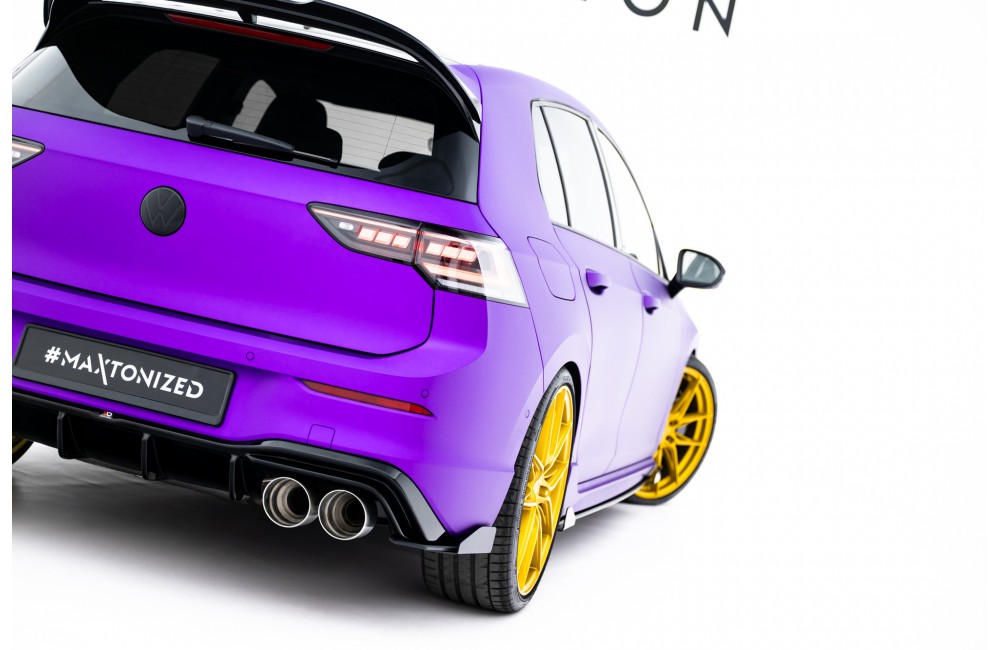 Street Pro Rear Side Splitters V.2 + Flaps V.2 Volkswagen Golf R Mk8 / Mk8 Facelift - Black + Gloss Flaps Street Pro Rear Side Splitters V.2 + Flaps V.2 Volkswagen Golf R Mk8 / Mk8 Facelift - Black + Gloss Flaps