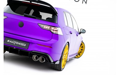 Street Pro Rear Side Splitters V.2 + Flaps V.2 Volkswagen Golf R Mk8 / Mk8 Facelift - Black + Gloss Flaps    